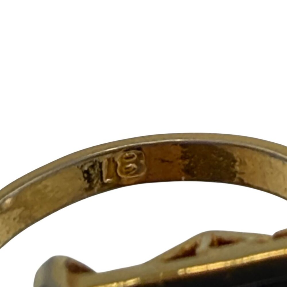 Womens Ring Size 8.5 Smoky Quartz 18K Gold Plated Filigree Faceted Rectangular - Picture 12 of 14